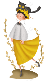 光棍节秋游女孩和猫