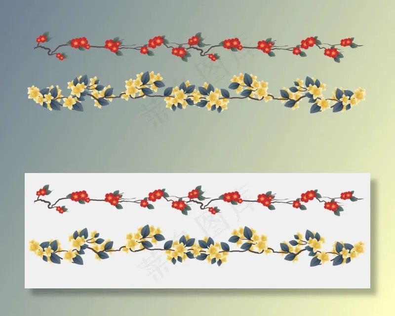 梅花桂花分割线(5972X2000(DPI:300))psd模版下载