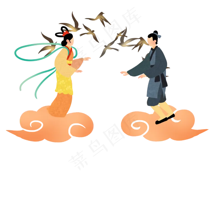 七夕节仙凡恋(3000X3000(DPI:300))psd模版下载