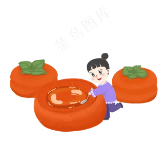 秋季秋收柿子女孩