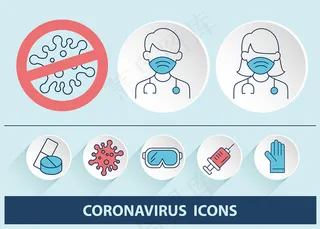 新冠肺炎疫情预防矢量图标