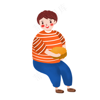 创意中秋节卡通男孩素材