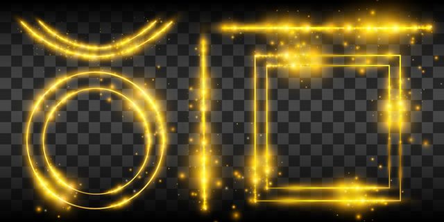 金光框架和元素。漂亮的镜框。轻。