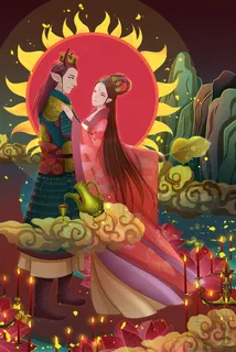 牛年牛魔王和铁扇公主庆祝 牛年牛魔王和铁扇公主庆祝