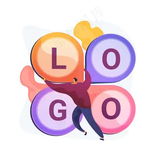 标志设计。公司口号创建，企业品牌，标识。平面设计师研究平面文字的竞争性标识理念。