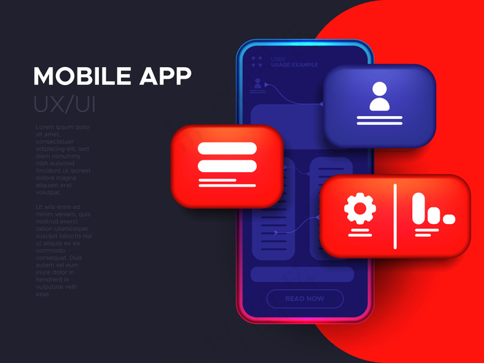 手机app移动应用程序app开发和管理。概念用户界面设计ui/ux。eps,ai矢量模版下载