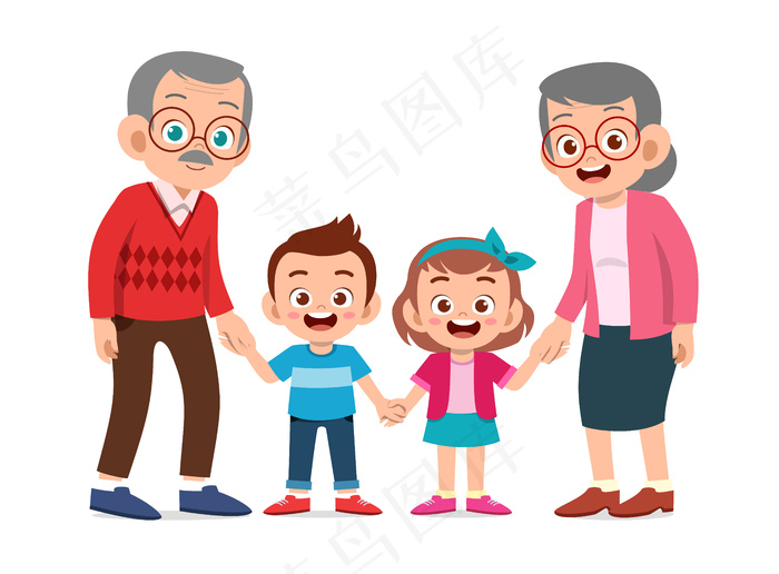 爷爷奶奶带着孩子开心eps,ai矢量模版下载