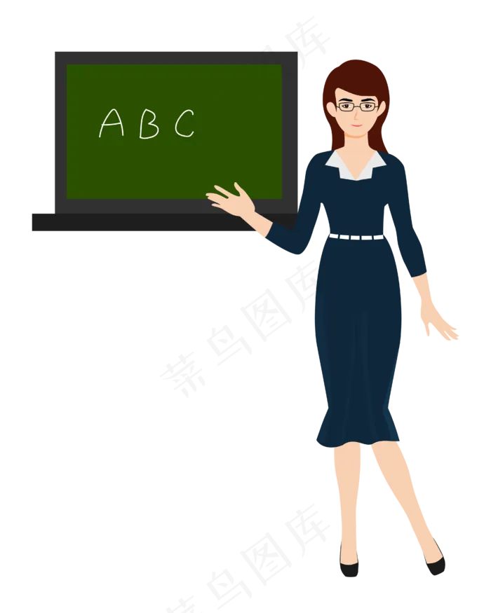 矢量卡通女教师黑板(2000X2000(DPI:300))ai矢量模版下载