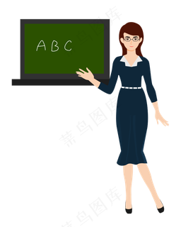 矢量卡通女教师黑板