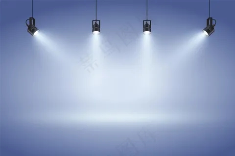 带聚光灯背景的蓝色墙壁