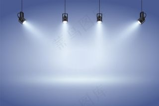 带聚光灯背景的蓝色墙壁