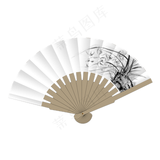 古风水墨兰草折扇