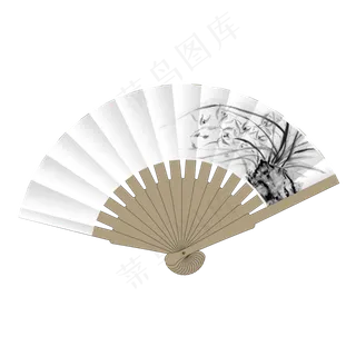古风水墨兰草折扇