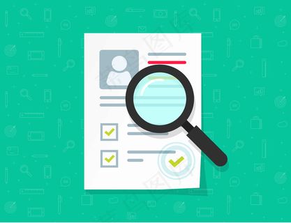 平面卡通纸文档研究与个人资料和批准邮票矢量插图