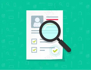 平面卡通纸文档研究与个人资料和批准邮票矢量插图