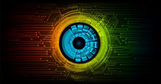 蓝色赛博电路未来技术概念背景