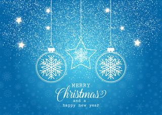 圣诞背景，挂着雪花图案的圣诞饰品