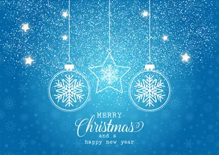 圣诞背景，挂着雪花图案的圣诞饰品