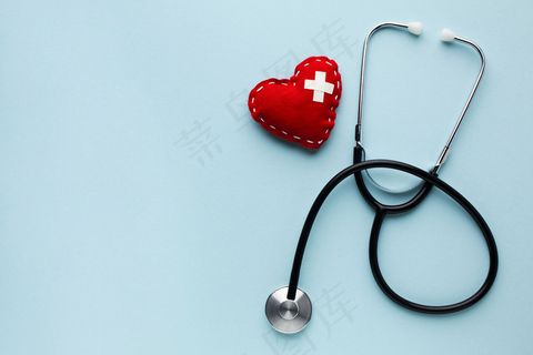 顶视图极简红心听诊器