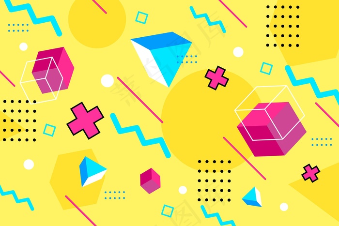 十字和立方体孟菲斯背景