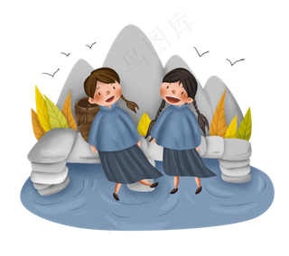 秋天公园秋游民国女学生