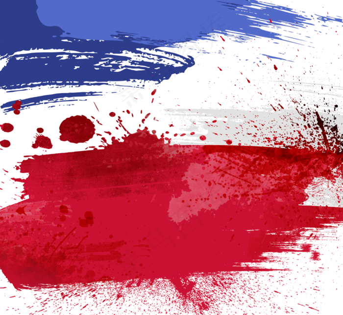 手绘笔刷溅法国国旗