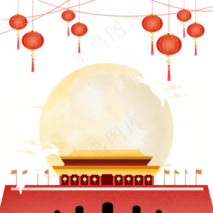 中秋国庆双节场景(2000X2000(DPI:96))psd模版下载