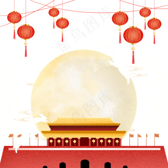 中秋国庆双节场景(2000X2000(DPI:96))psd模版下载