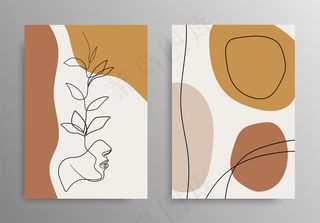 花线画。创意面孔时尚。连续线绘画艺术。单线图设计。抽象植物艺术。股票。