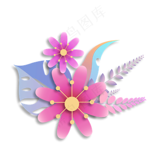 彩色立体剪纸小花