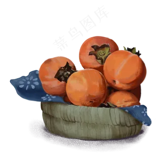 仿真油画秋冬水果柿子