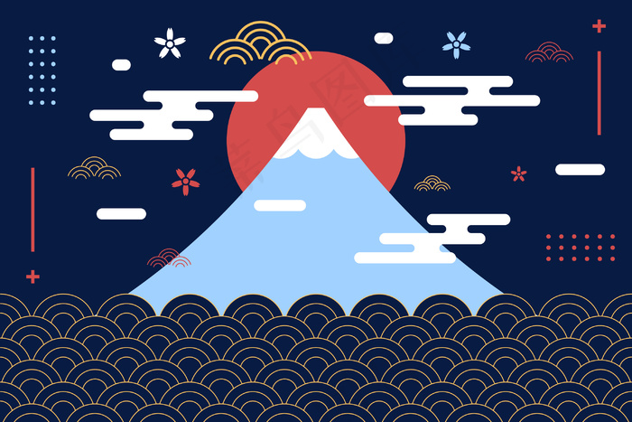 日本风格的富士山背景