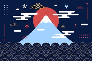 日本风格的富士山背景