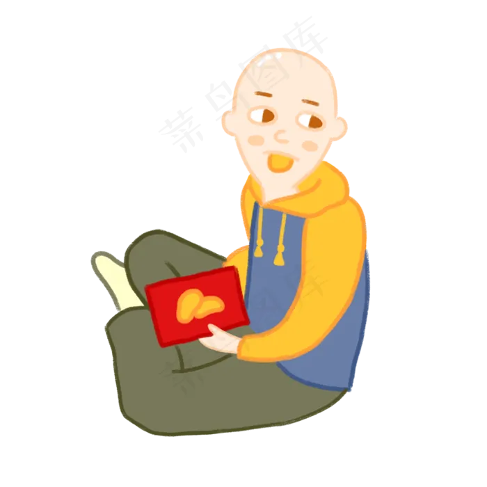 手绘卡通秋收光头小男孩(3000X3000(DPI:762))psd模版下载