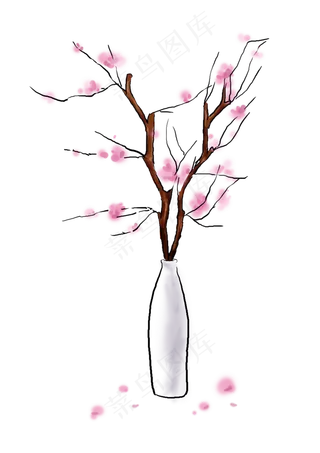 中国水墨手绘梅花