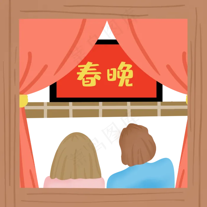 新年春节看春晚(3000X3000(DPI:300))psd模版下载