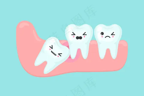 智齿问题口腔医学概念。牙龈炎症下的阻生牙 智齿问题口腔医学概念。牙龈炎症下的阻生牙