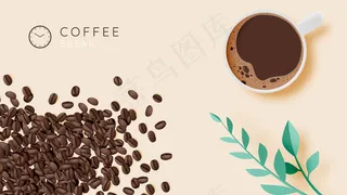 咖啡休息背景与咖啡杯和柔和的颜色方案