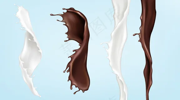 牛奶和巧克力流，倾倒漩涡液体