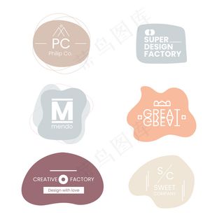 柔和的颜色最小的标志集