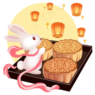 玉兔月饼和灯笼