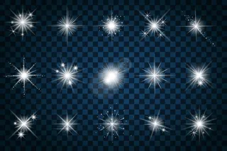 让星星闪闪发光。效果闪烁、设计眩光、闪烁元素标志、灯光、，