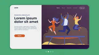 朋友们在蹦床上跳跃