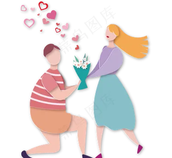 情人节情侣约会卡通立体剪纸