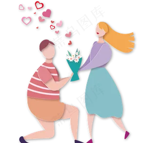 情人节情侣约会卡通立体剪纸