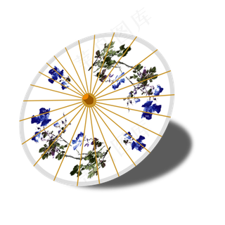 黄色卡通古代雨伞