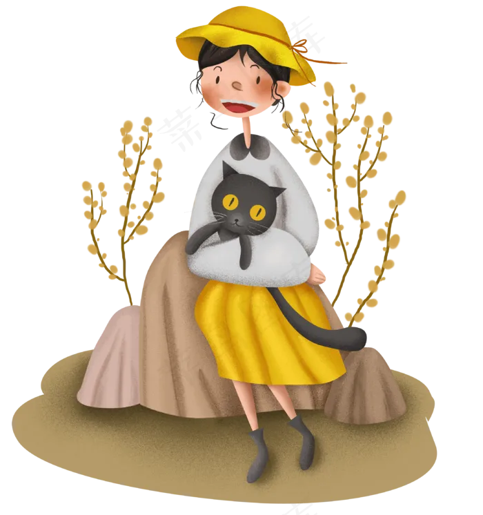 光棍节秋天和猫游玩的女孩(3238X3451(DPI:300))psd模版下载