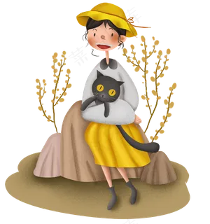 光棍节秋天和猫游玩的女孩 光棍节秋天和猫游玩的女孩