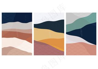 抽象景观背景与日本波模式。山林模板。冒险概念中的中国图形。