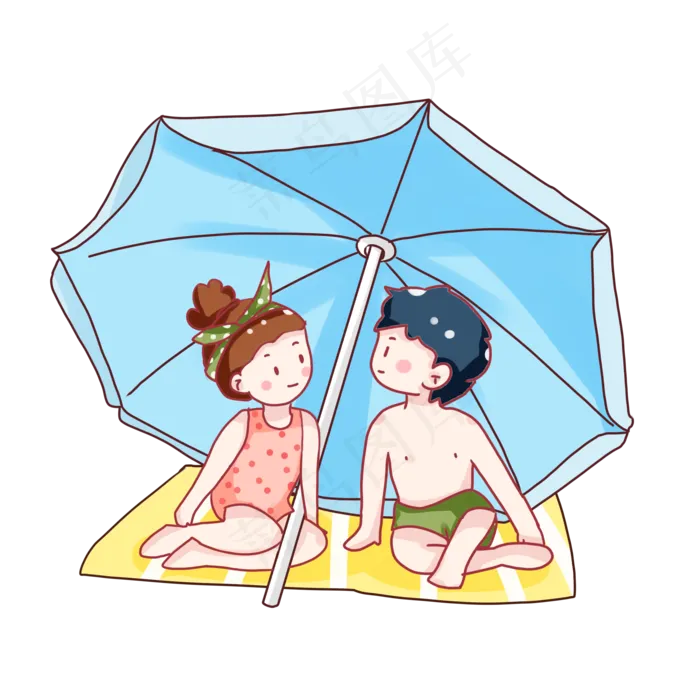 手绘卡通七夕节情侣(2000X2000(DPI:300))psd模版下载
